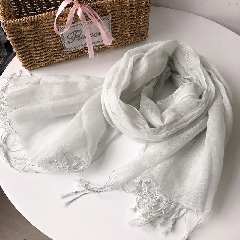 cotton linen light women Scarf Fashion Long Size Lady Wraps Solid Color Muslim Head Scarf Shawls And Wraps - Pics & Things