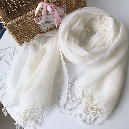 cotton linen light women Scarf Fashion Long Size Lady Wraps Solid Color Muslim Head Scarf Shawls And Wraps - Pics & Things