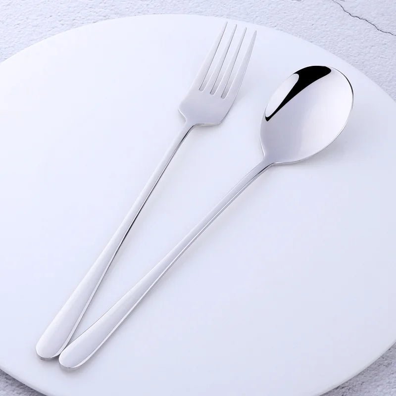 2pcs Stainless Steel Spoon & Fork Cutlery Set Dishwasher Safe Tableware Gold Spoons Dinnerware Set - Pics & Things