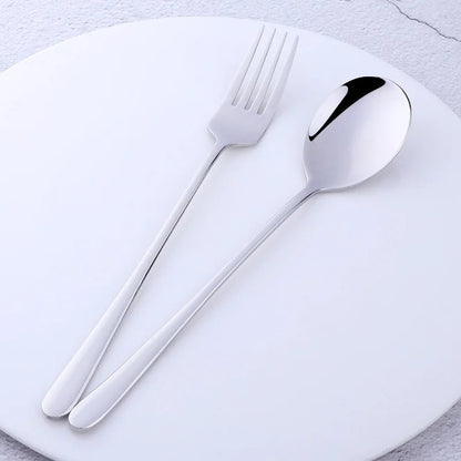 2pcs Stainless Steel Spoon & Fork Cutlery Set Dishwasher Safe Tableware Gold Spoons Dinnerware Set - Pics & Things