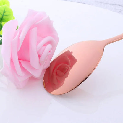 2pcs Stainless Steel Spoon & Fork Cutlery Set Dishwasher Safe Tableware Gold Spoons Dinnerware Set - Pics & Things