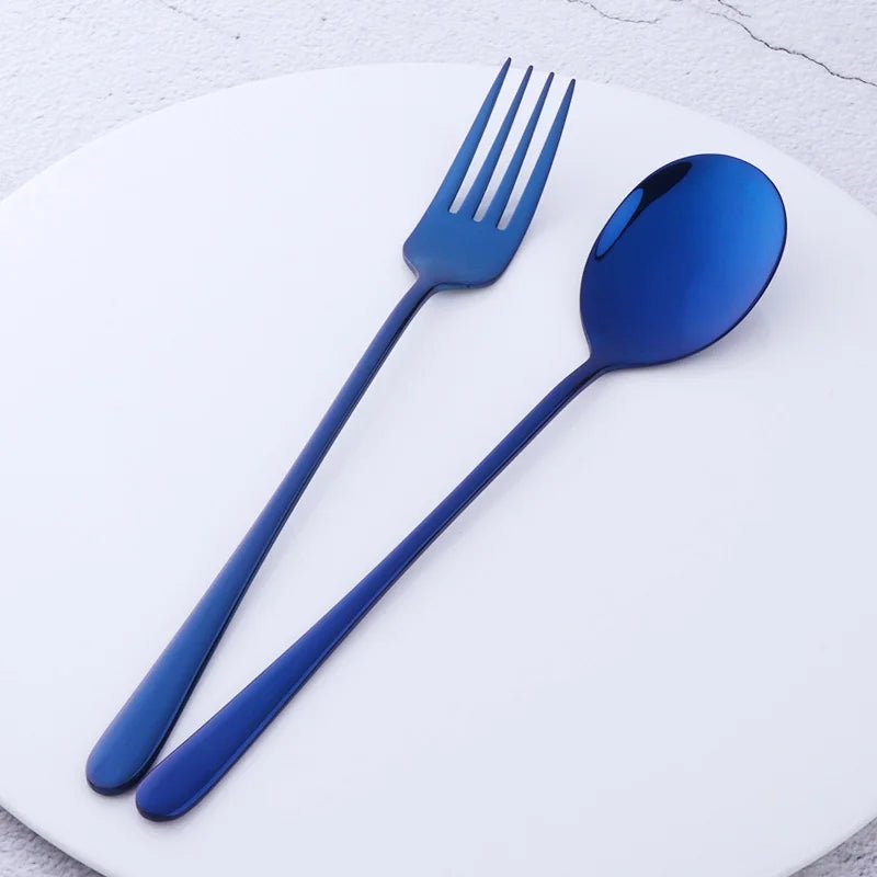 2pcs Stainless Steel Spoon & Fork Cutlery Set Dishwasher Safe Tableware Gold Spoons Dinnerware Set - Pics & Things