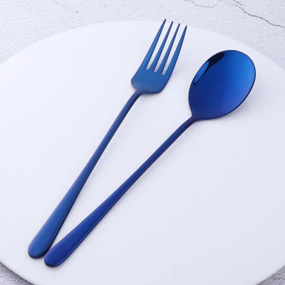 2pcs Stainless Steel Spoon & Fork Cutlery Set Dishwasher Safe Tableware Gold Spoons Dinnerware Set - Pics & Things