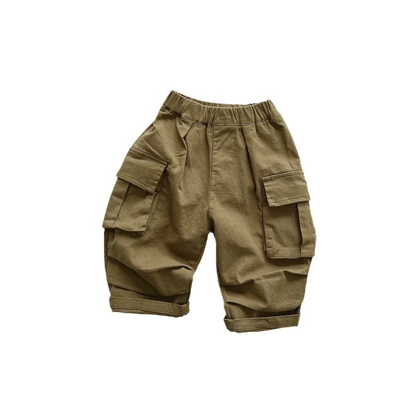 Autumn New Children Loose Trousers Baby Girls Pocket Cargo Pants Fashion Boys Versatile Casual Pants Kids Solid Wide Leg Pants - Pics & Things
