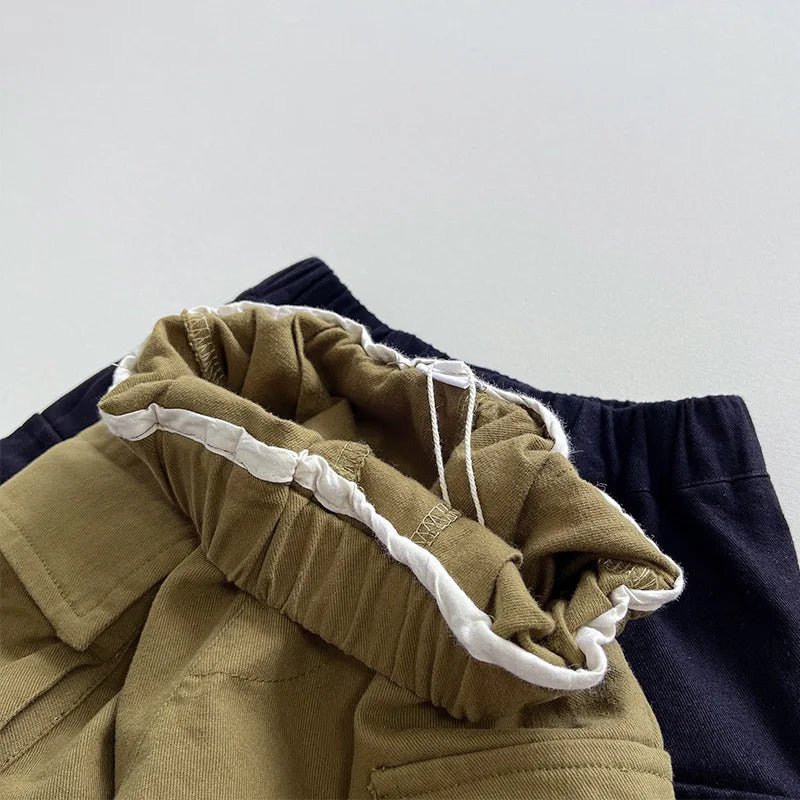 Autumn New Children Loose Trousers Baby Girls Pocket Cargo Pants Fashion Boys Versatile Casual Pants Kids Solid Wide Leg Pants - Pics & Things