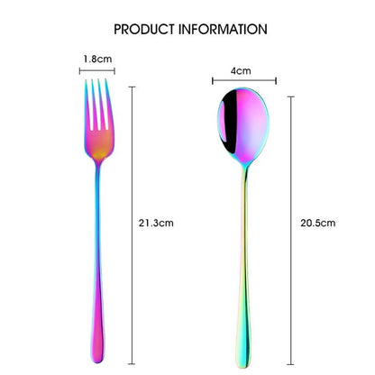 2pcs Stainless Steel Spoon & Fork Cutlery Set Dishwasher Safe Tableware Gold Spoons Dinnerware Set - Pics & Things