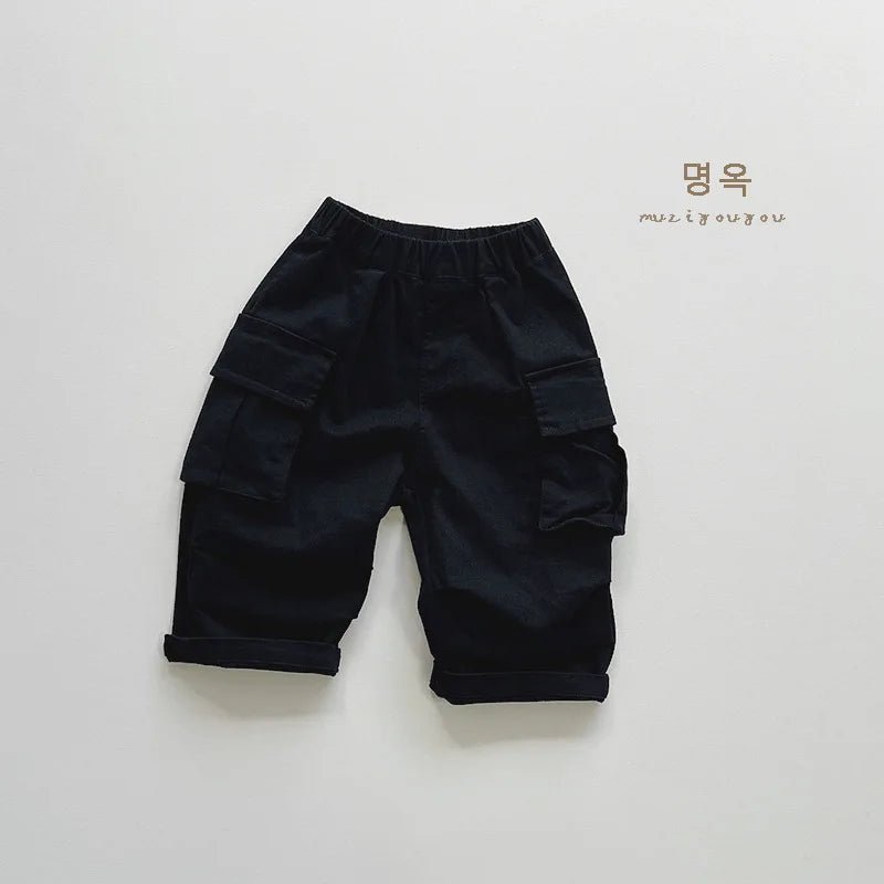 Autumn New Children Loose Trousers Baby Girls Pocket Cargo Pants Fashion Boys Versatile Casual Pants Kids Solid Wide Leg Pants - Pics & Things