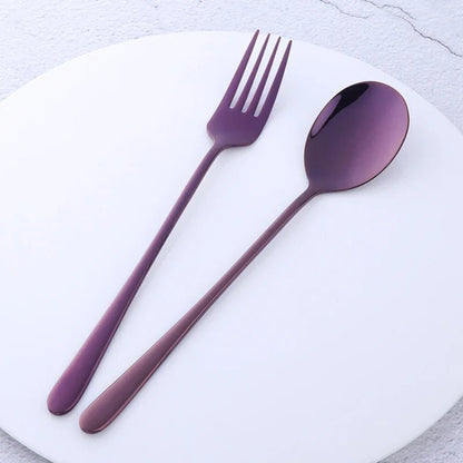 2pcs Stainless Steel Spoon & Fork Cutlery Set Dishwasher Safe Tableware Gold Spoons Dinnerware Set - Pics & Things